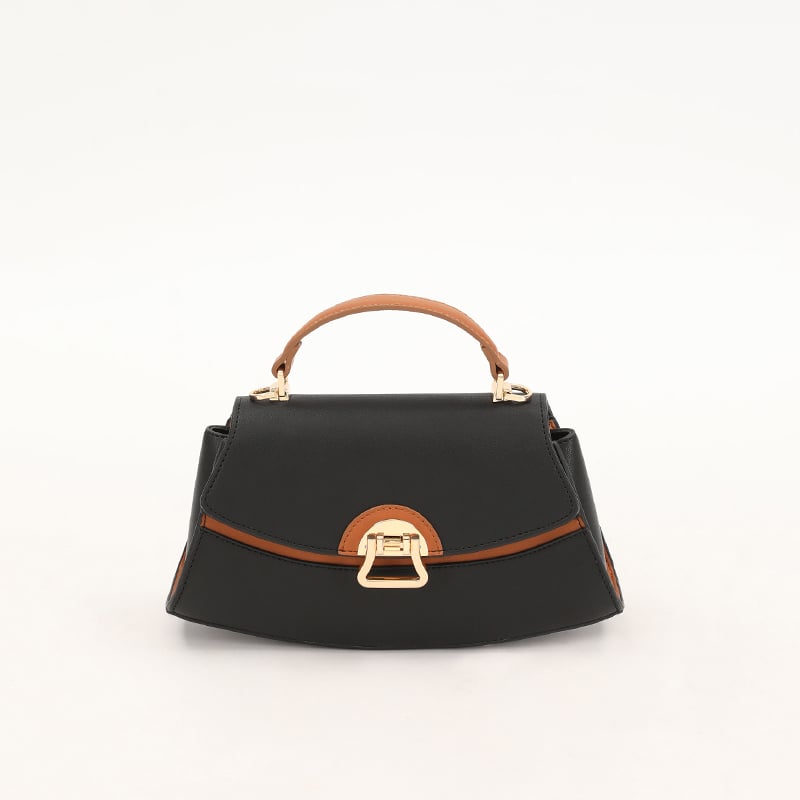 Levidor Siyah Camel Oval Kadın El Çantası