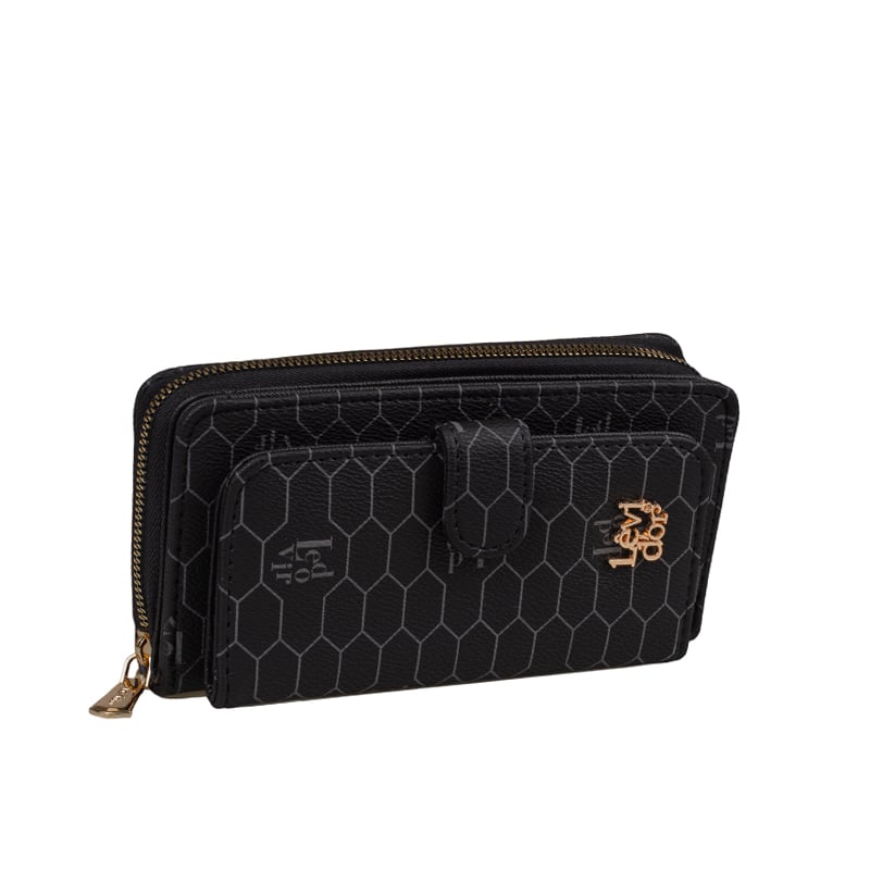 Levidor Siyah Kapaklı Kadın Lisans Baskılı Cüzdan