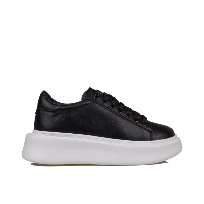 Lufian Siyah-Beyaz Grace Kalın Taban Deri Sneaker