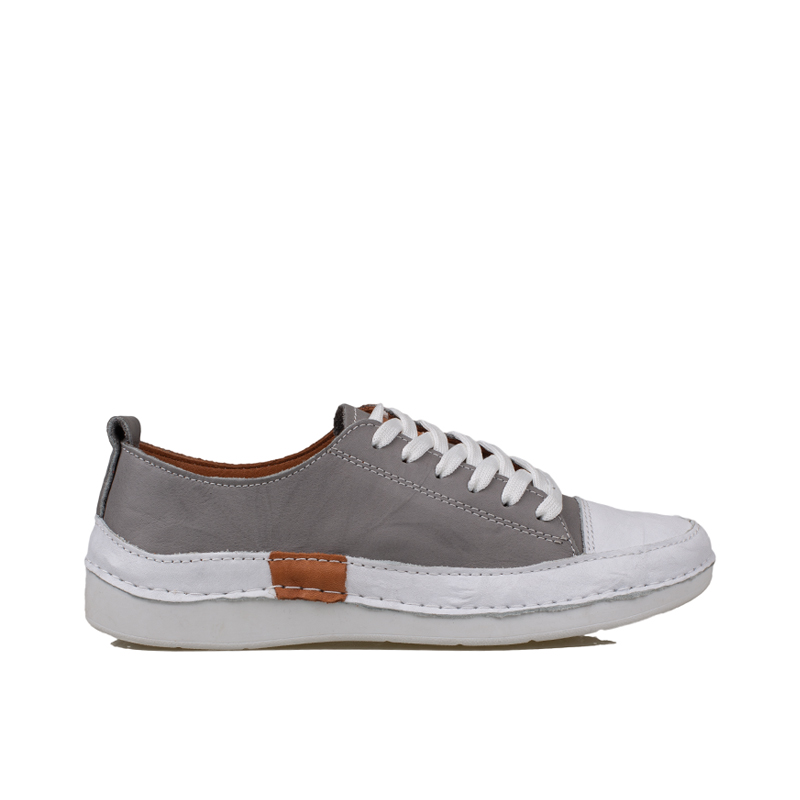 Slayka Gri Ases Hakiki Deri Kadın Comfort Casual Ayakkabı