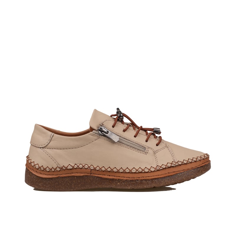 Slayka Krem Heysa Hakiki Deri Kadın Casual Comfort Ayakkabı