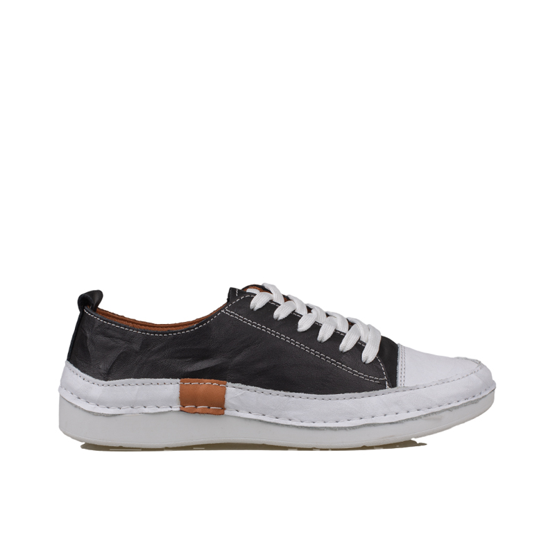 Slayka Siyah Ases Hakiki Deri Kadın Comfort Casual Ayakkabı