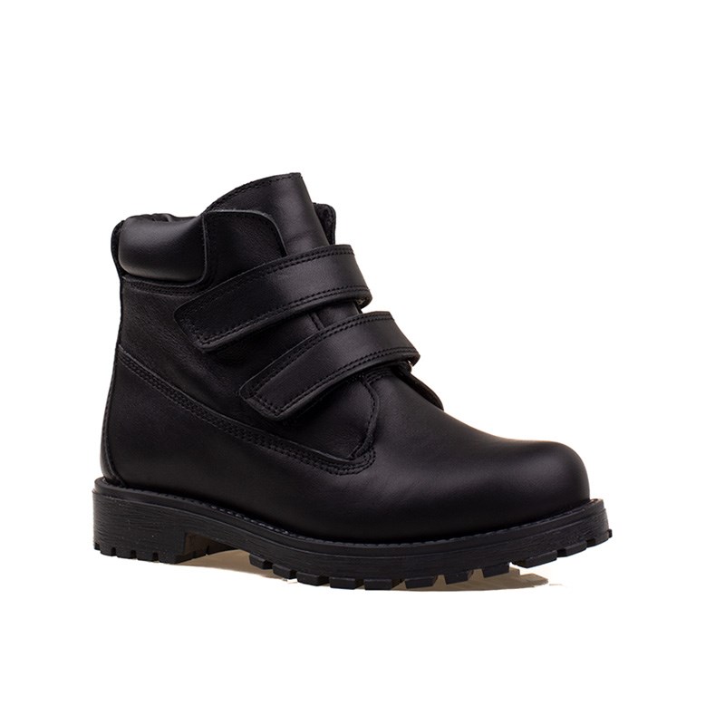 SlaykaSlayka Siyah Erkek Çocuk Hakiki Deri Cırtlı Bot