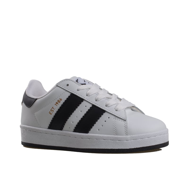 Trend Adımlar Beyaz-Siyah Düz Çizgili Tarz Unisex Sneaker