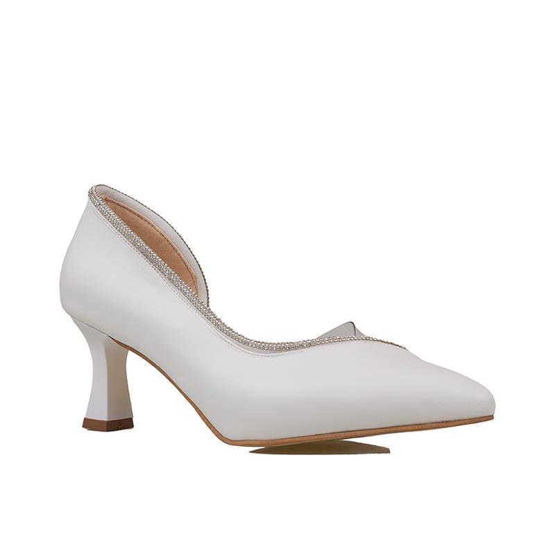 Trend Adımlar Beyaz Taş İşlemeli Şeffaf Yanlı Kadın Klasik Ayakka