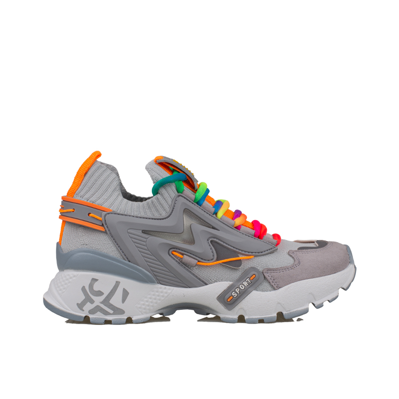 Trend Adımlar Gri Kadın Renkli Lastik Boğazlı Hafif Dolgu Sneaker