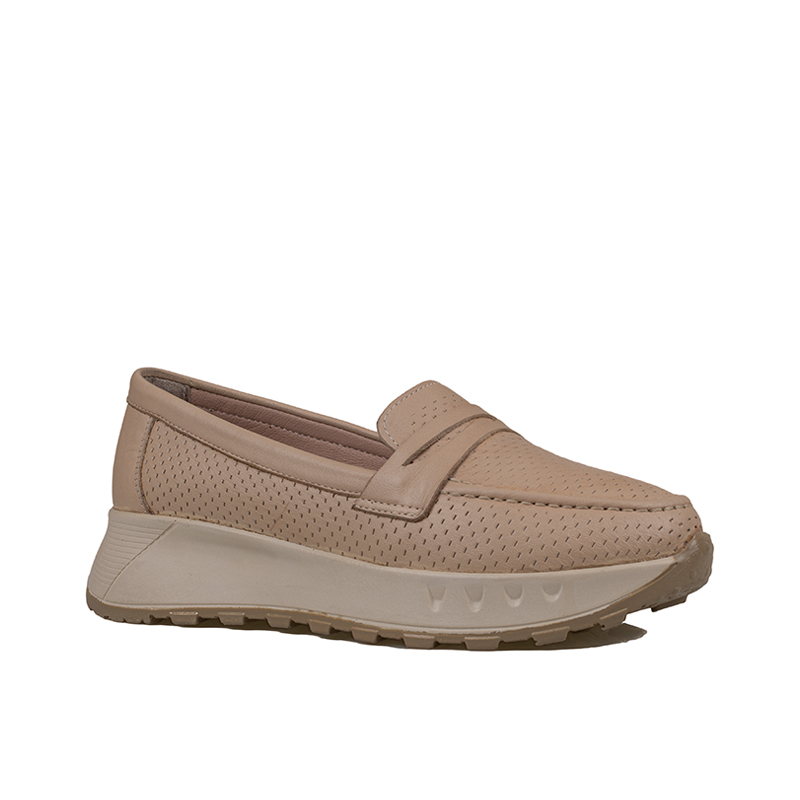 Trend Adımlar Krem Kadın Ortopedik Hakiki Deri Comfort Babet