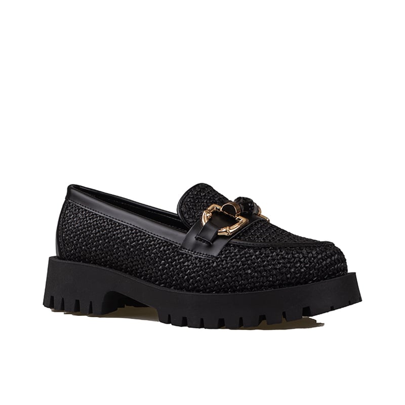 Trend Adımlar Siyah Hasır İşlemeli Kadın Casual Ayakkabı