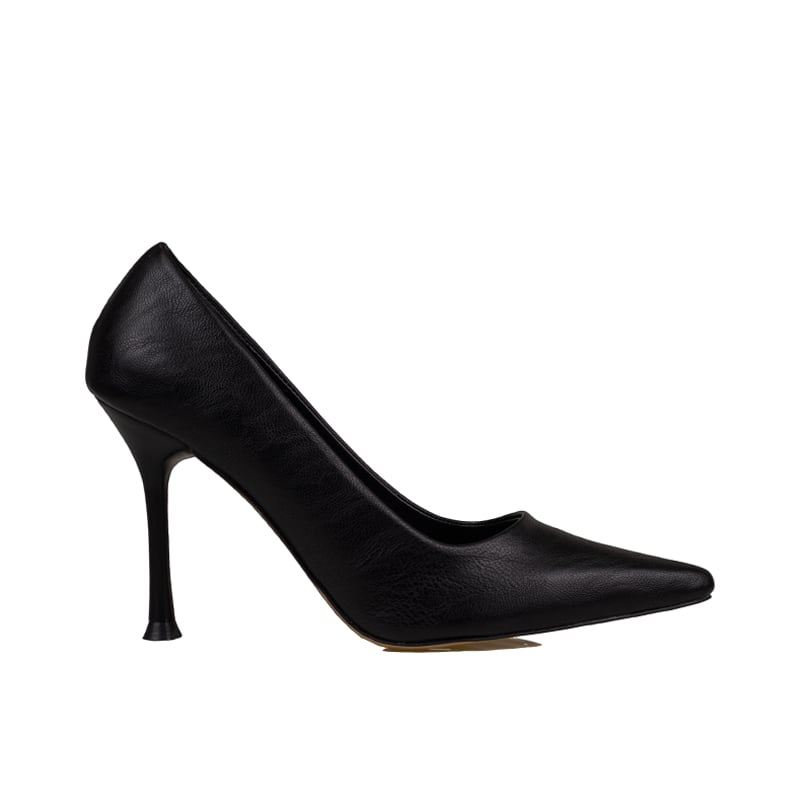 Trend Adımlar Siyah Kadın Düz Deri Stiletto