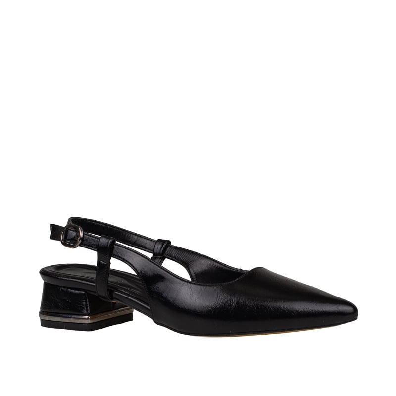 Trend Adımlar Siyah Kadın Slingback Parlak Ayakkabı