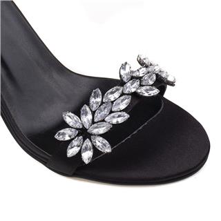 M2SM2S Siyah Diena Kadın Özel Üretim Taşlı Fantazi Ayakkabı