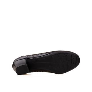 M2SM2S Siyah Kadın Klasik Kısa Topuk Ayakkabı