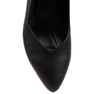 M2SM2S Siyah Kare Topuk Kadın V Model Klasik Ayakkabı