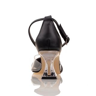 M2SM2S Siyah Şefaf Detaylı Taşlı Kadın Klasik Ayakkabı