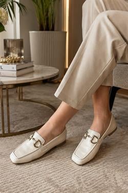 Kadın Loafer Makosen Metal Tokalı Rugan Günlük Ayakkabı