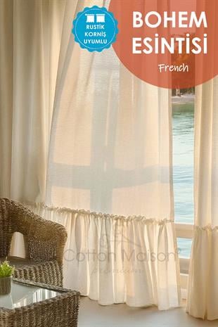Naturel Bohem French Stil Fırfırlı Perde