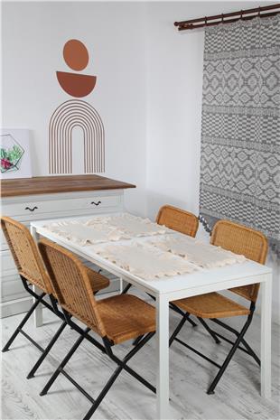 Naturel Fırfırlı Amerikan Servisi Vintage