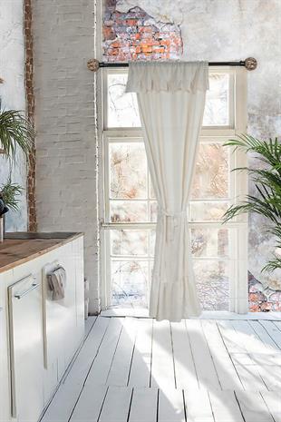 Naturel Fırfırlı Perde Farbalı Vintage TEK Kanat Krem 