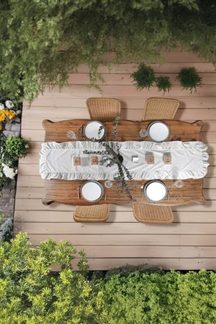 Naturel Fırfırlı Runner Vintage