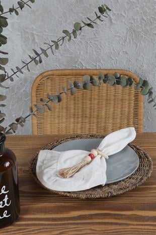 Naturel İki Uç Fırfırlı Peçete 6 lı Vintage 30x30 Cm