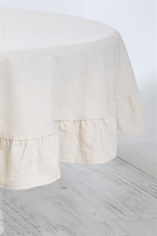 Natural Tablecloth Vintage 160 Cm Round