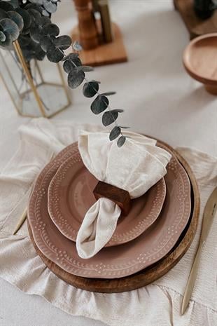 Naturel Peçete Pamuk Keten Otantik 30x30 Cm 6 lı Düz 