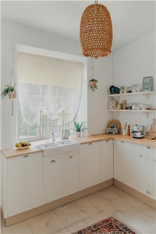 Naturel Potlu Tül Perde Retro Krem