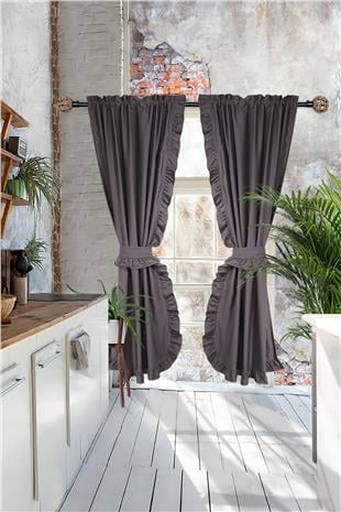 Poli Perde Çift Kanat Dikey Fırfırlı