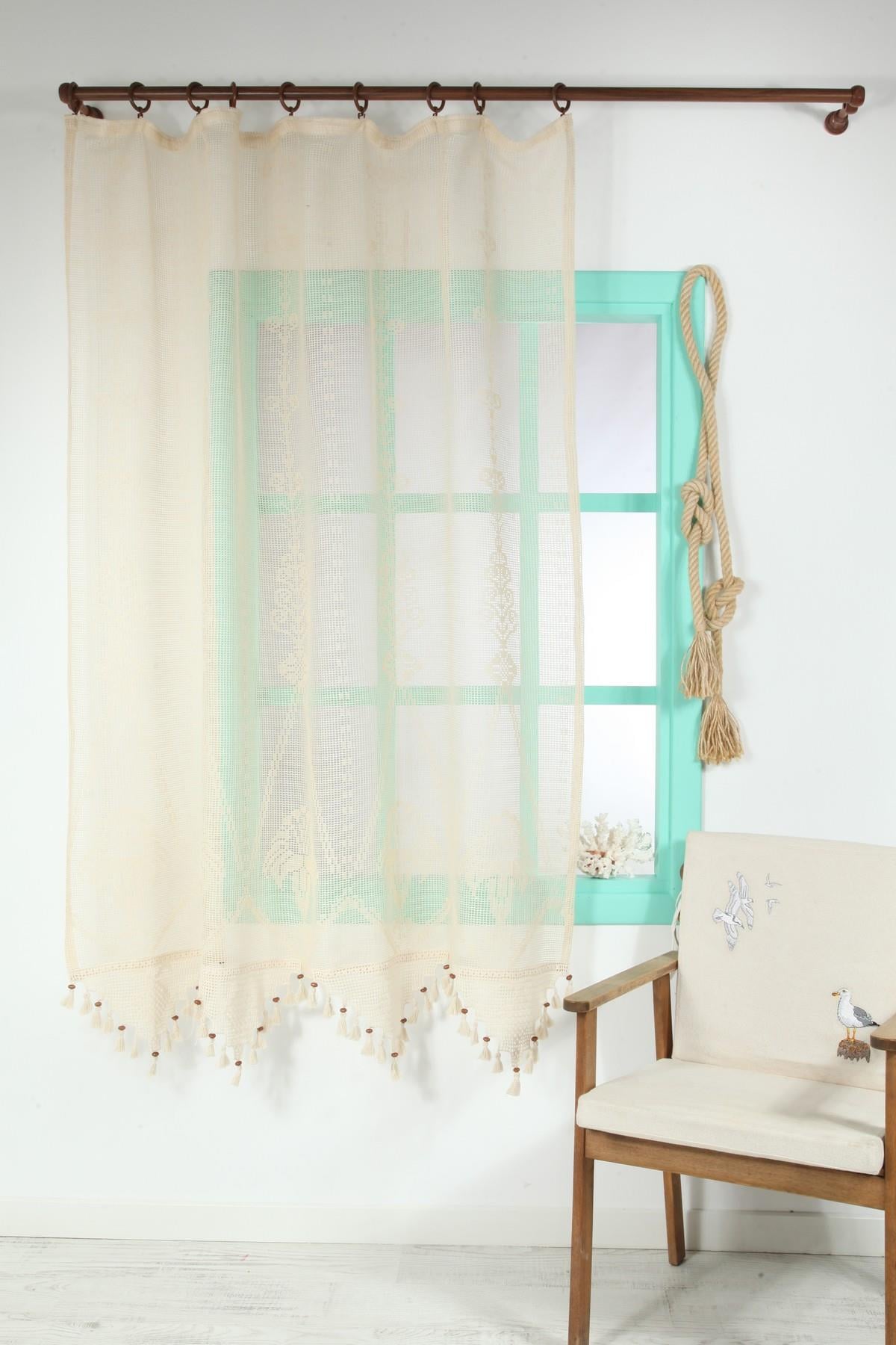 Naturel El Örgüsü Tül Perde