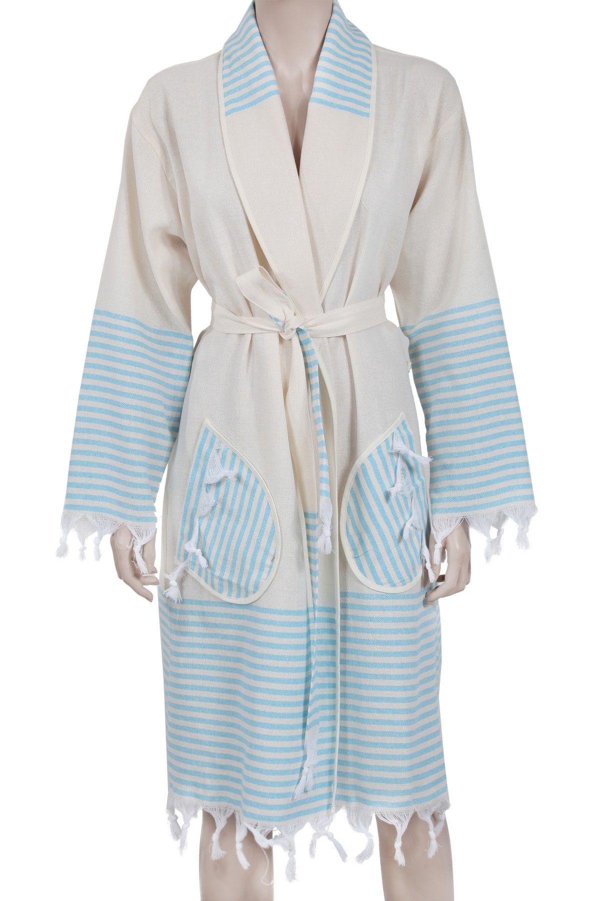 Peştemal Bornoz Kimono Yaka Burgata - %100 Doğal Pamuk