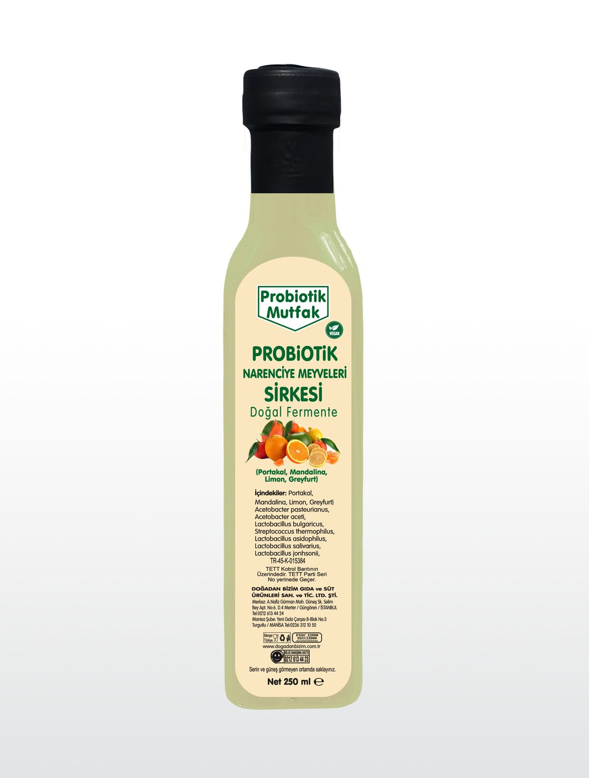 Probiyotik Narenciye Meyveleri (Portakal,Mandalina,Limon,Greyfurt) Sirkesi 250ml