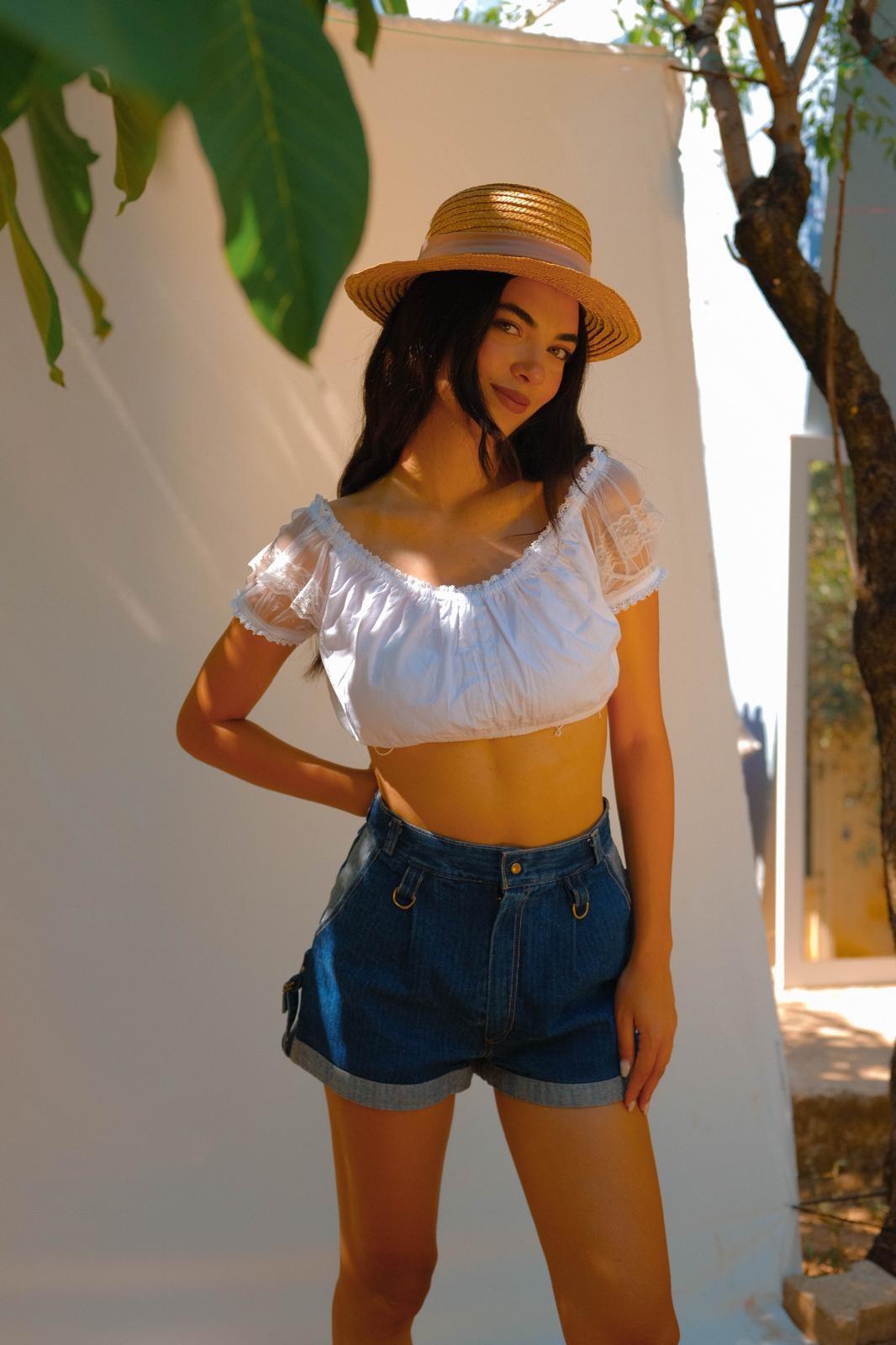 90lar Bavyera Crop Bluz