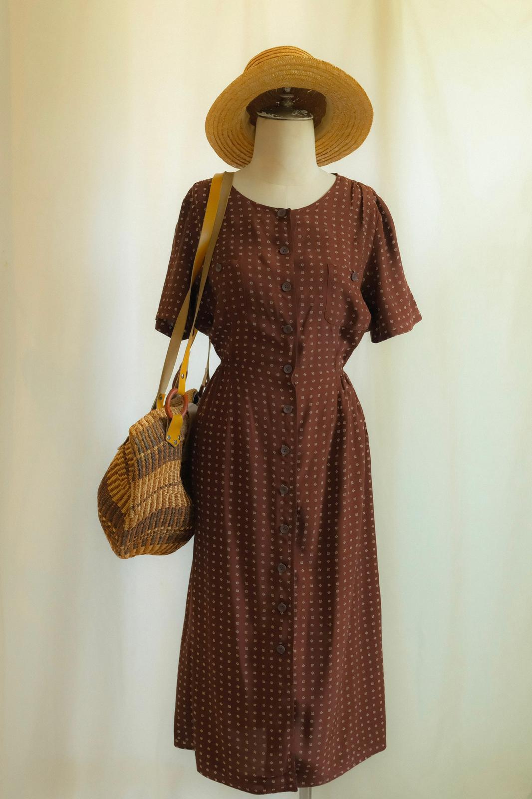 90lar Kahverengi Elbise