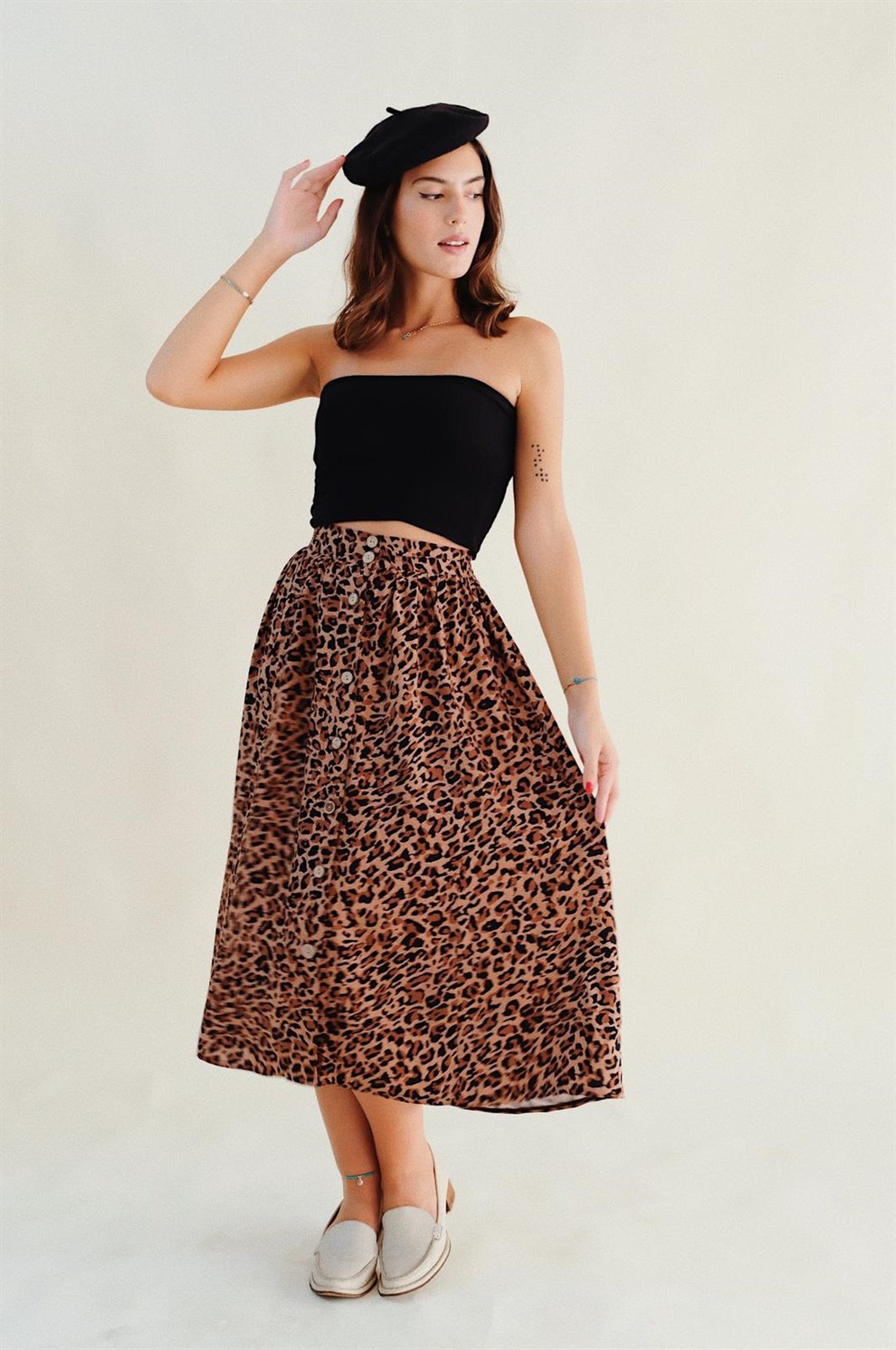 Büzgülü Leopar Etek