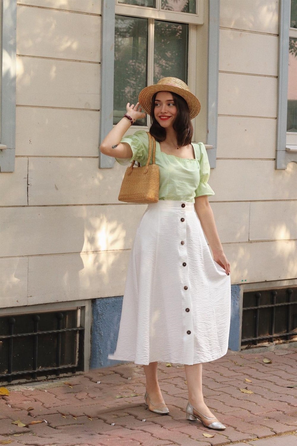 Cepli Beyaz Monroe Etek