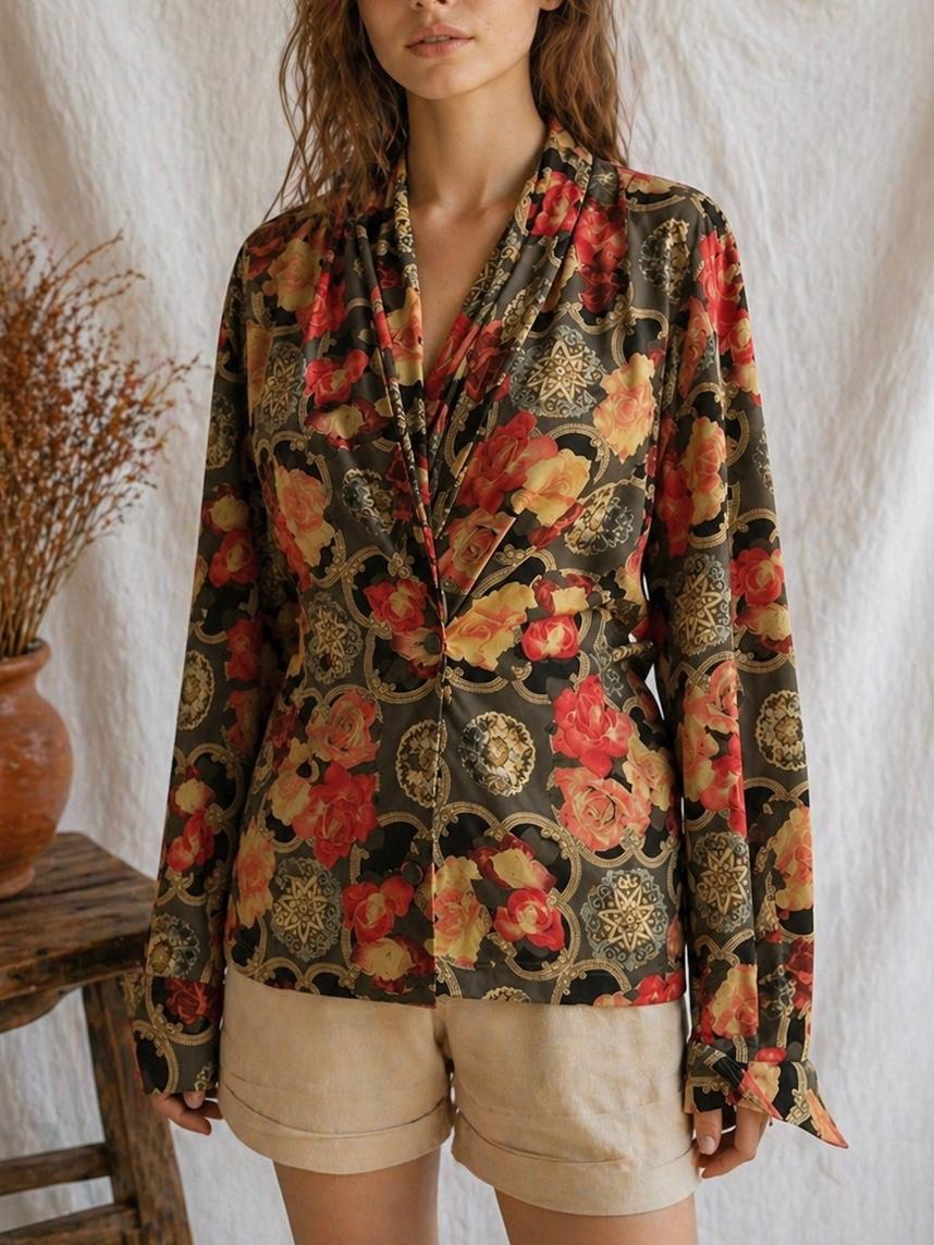 Floral Kruvaze Gömlek