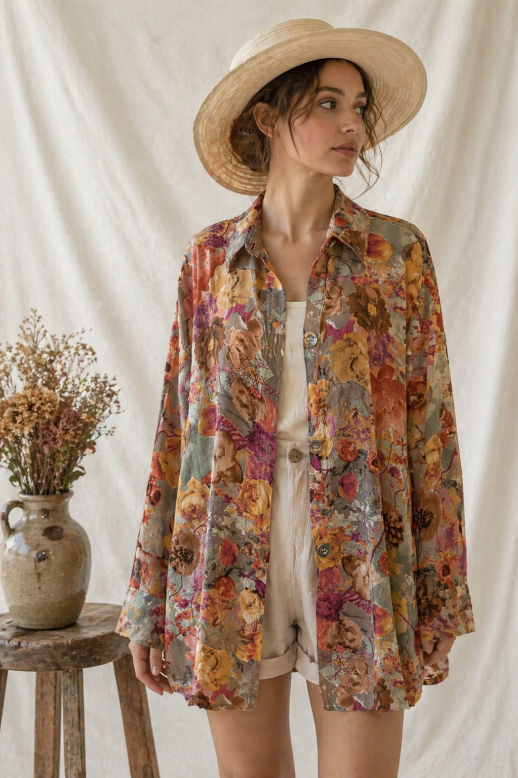 Viskon Floral Gömlek