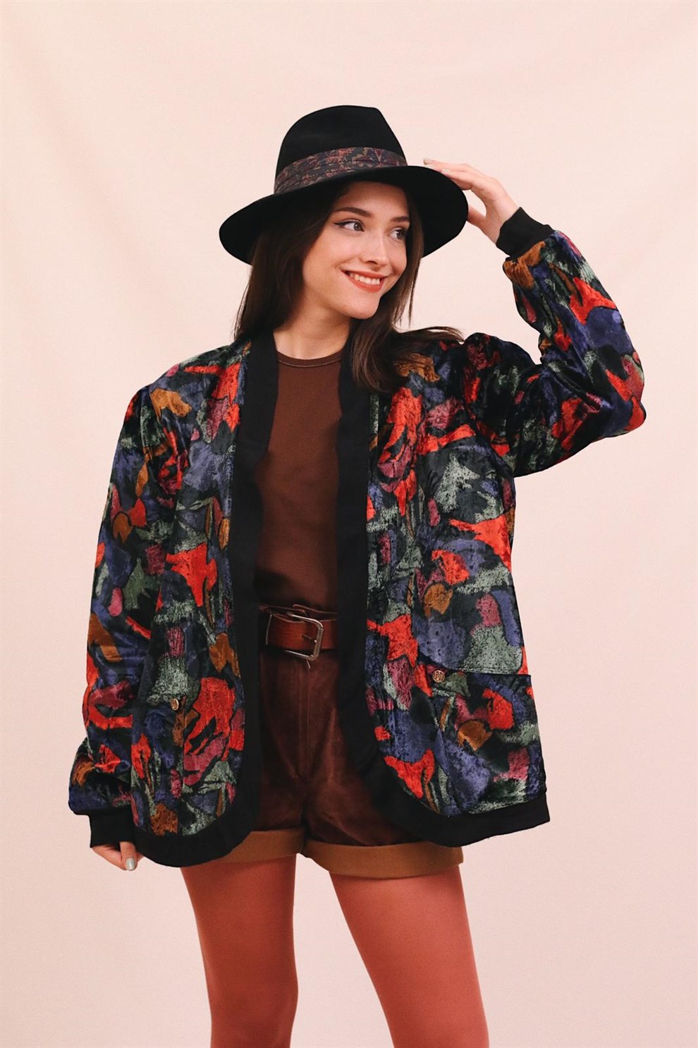 80's Colourful Velvet Bomber