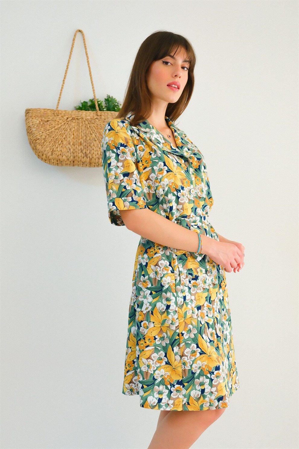 80ler Floral Elbise