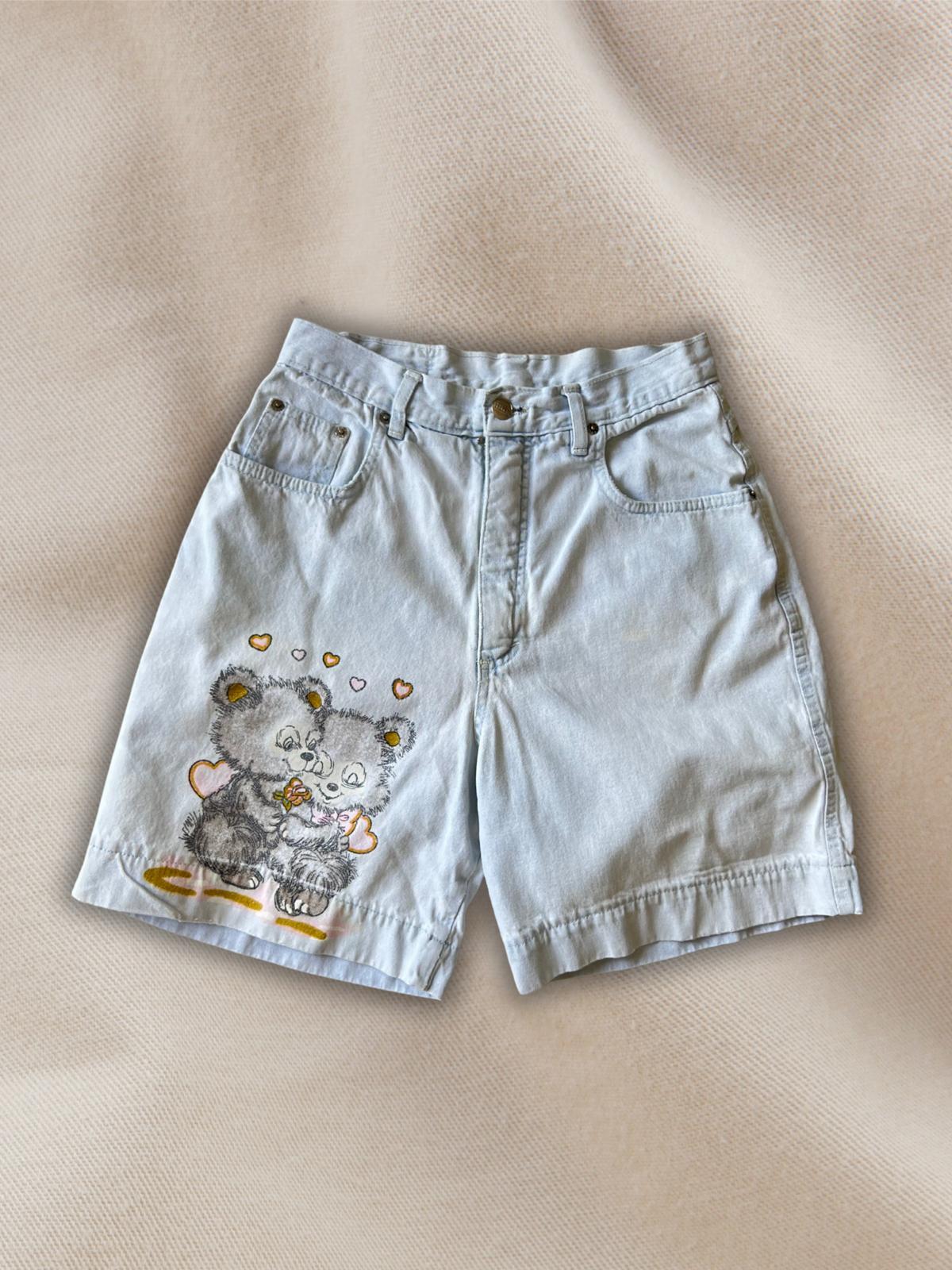 90lar Baskılı Kot Şort