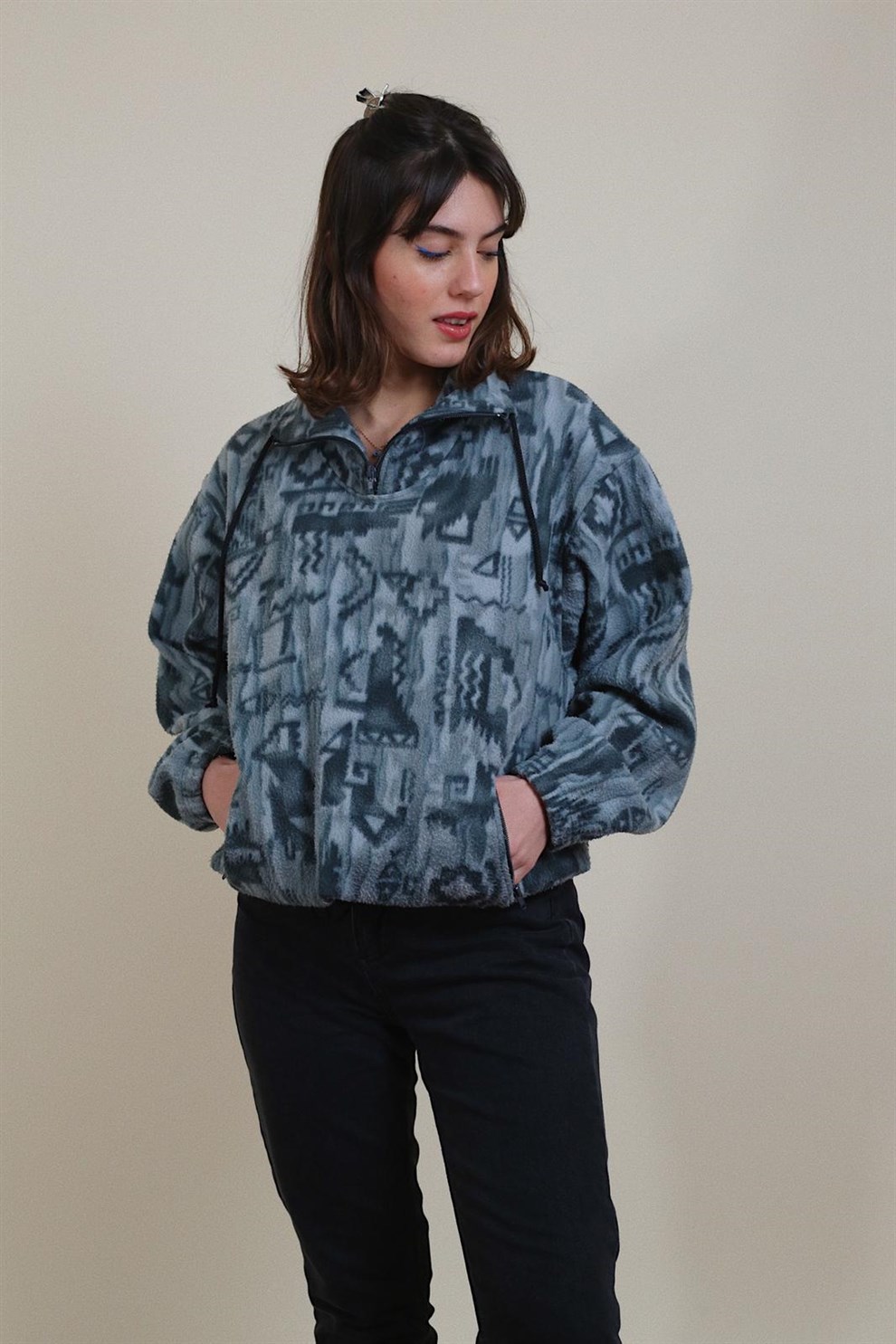 90lar Desenli Polar Sweat