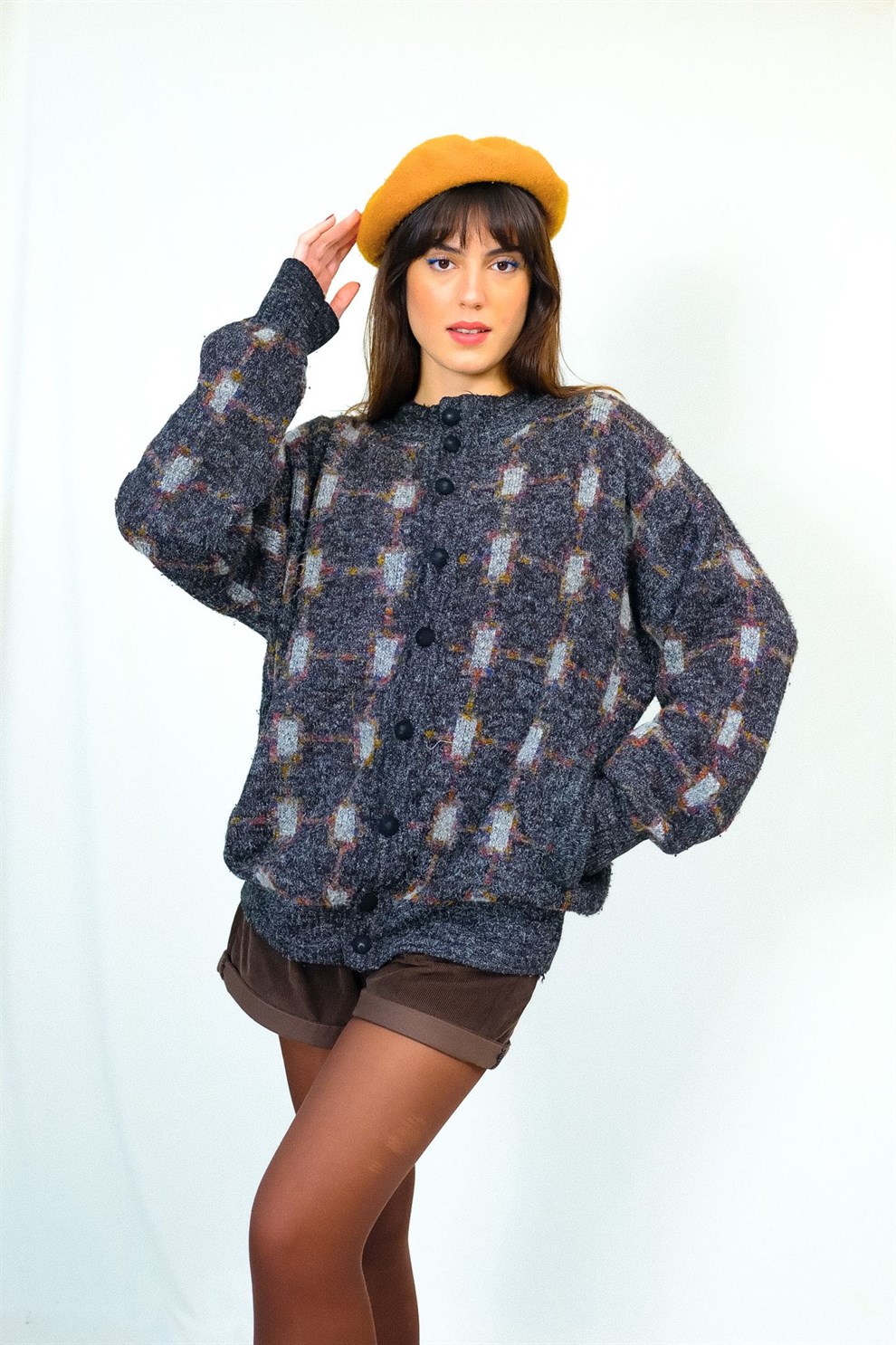 90lar Desenli Yün Ceket