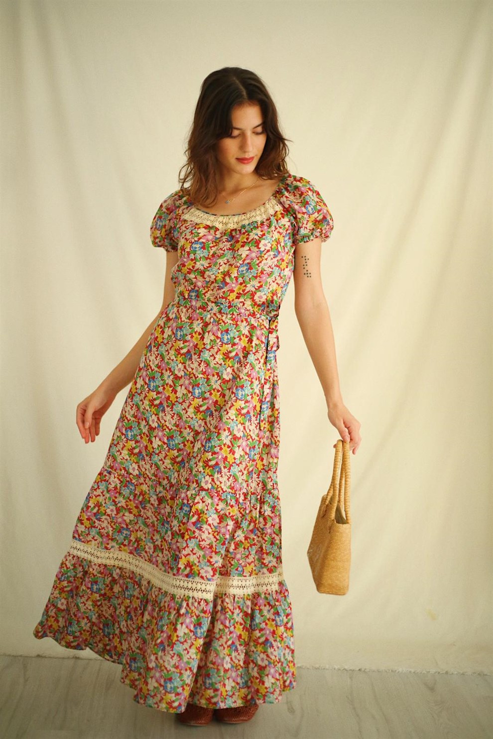 Büyükannemin Sandığı Vintage | Elbise | 90lar Floral Elbise
