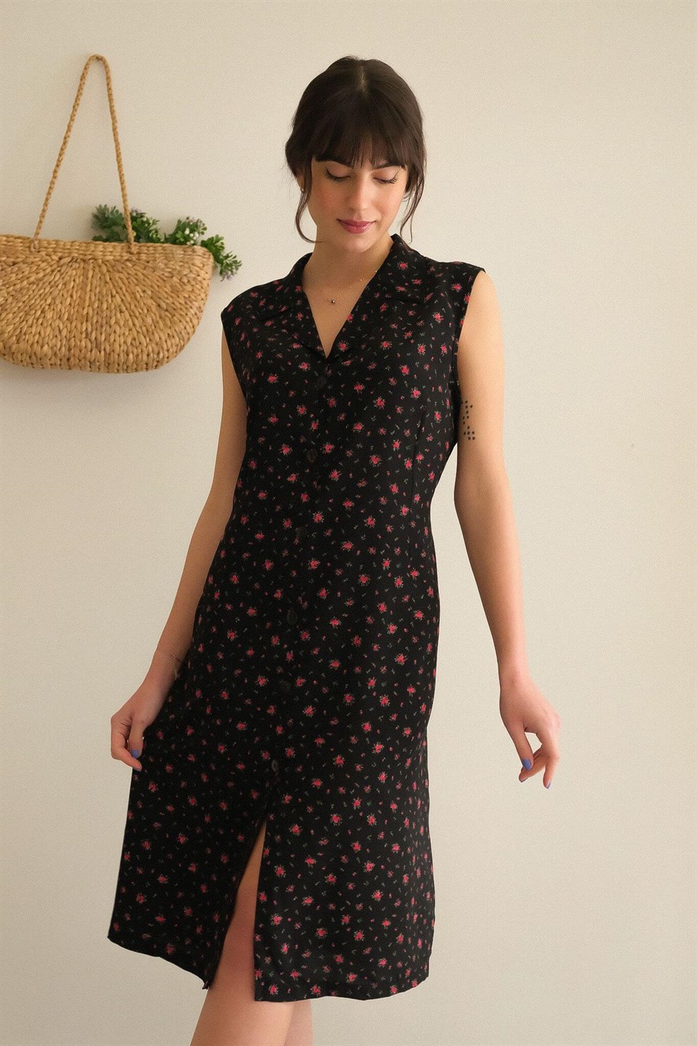 90lar Floral Elbise