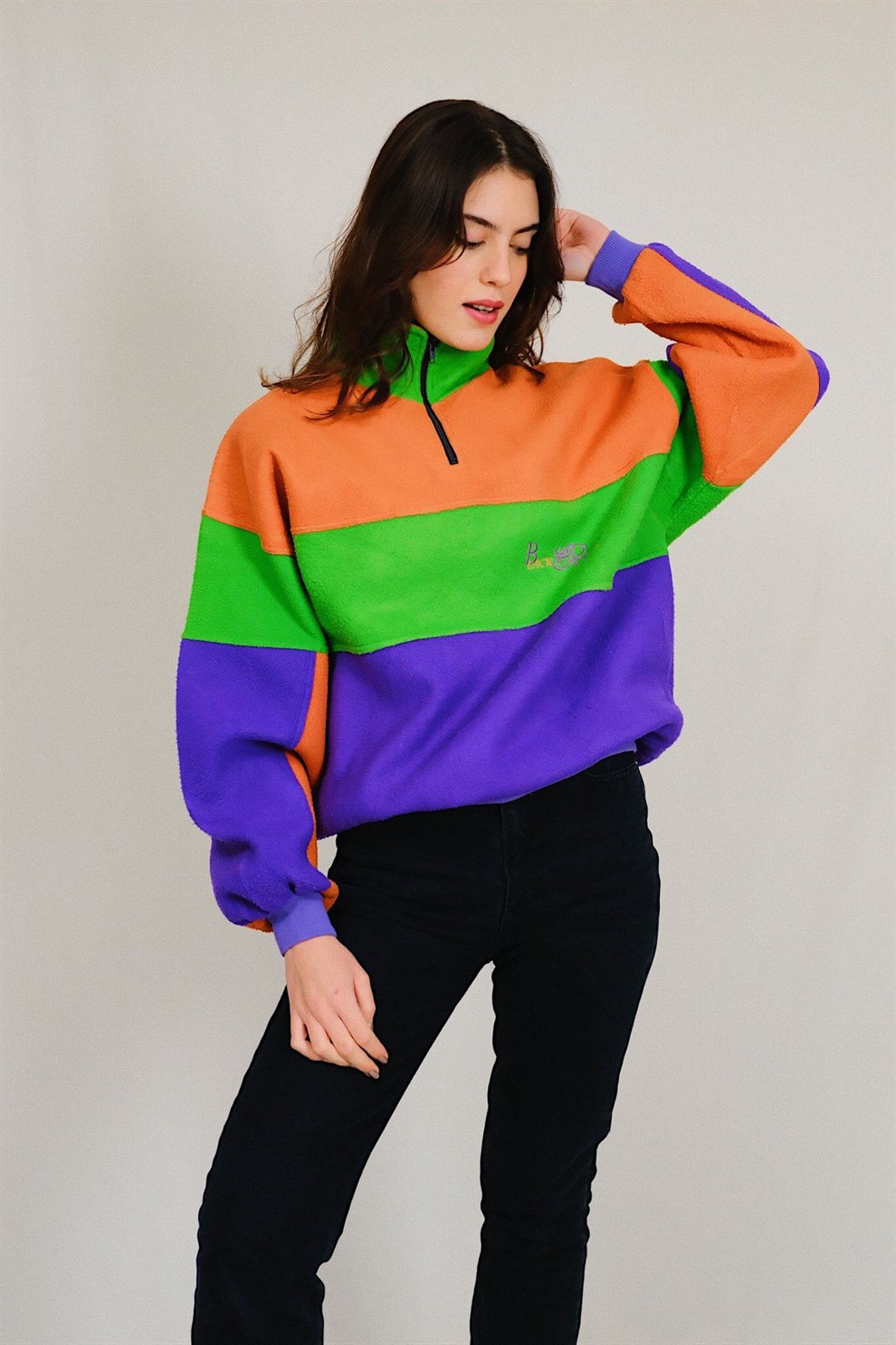 90lar Renkli Polar Sweat