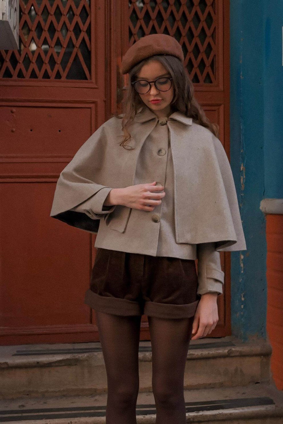 Büyükannemin Sandığı Vintage Giyim Ceket Bej Bettyhill Pelerin Ceket