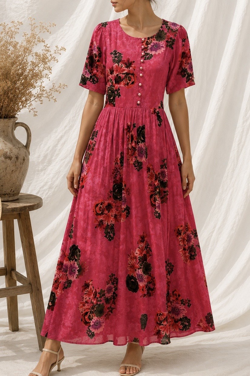 Floral Uzun Elbise