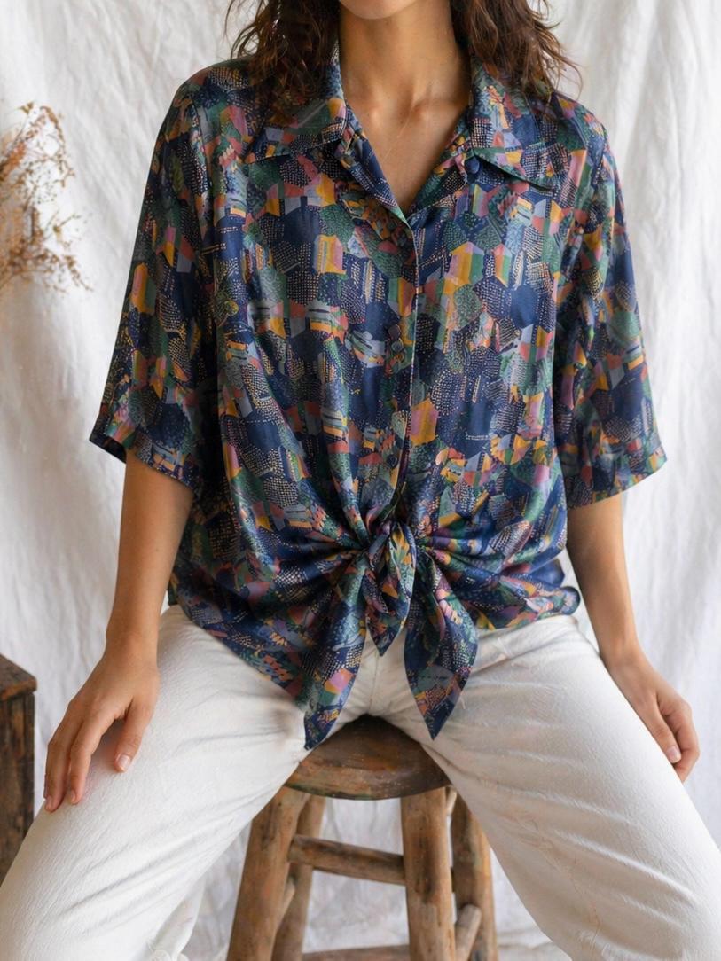 İpek Desenli Gömlek