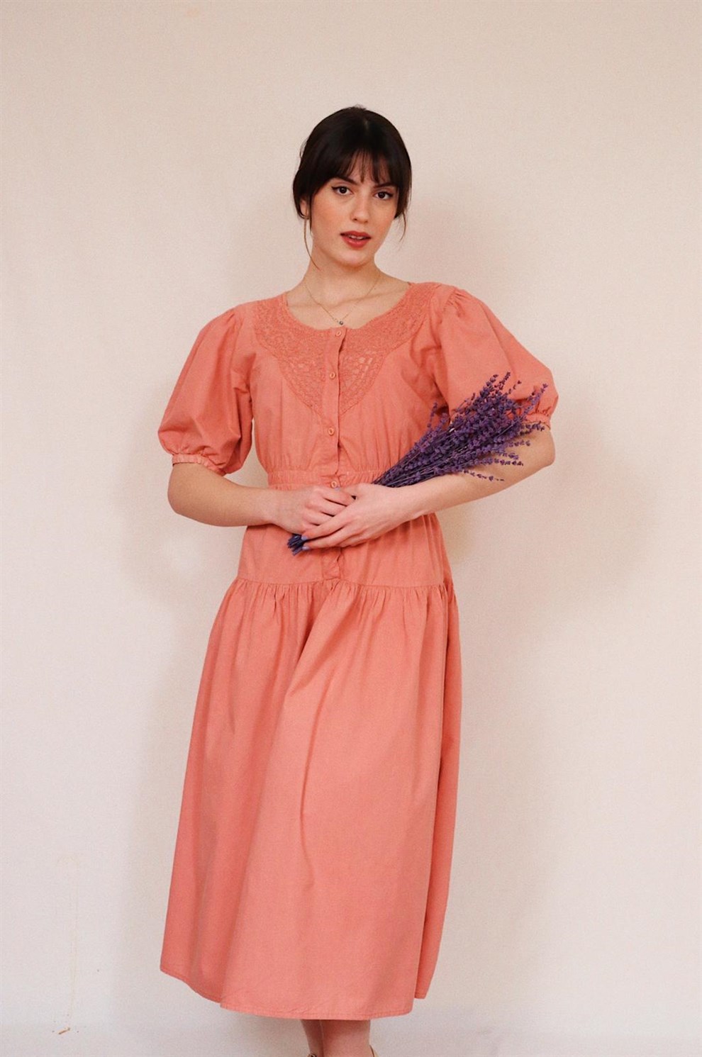 Karpuz Kollu 80ler Elbise