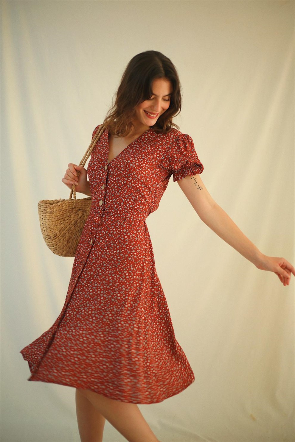 Kiremit Kırmızı Bonnie Dress